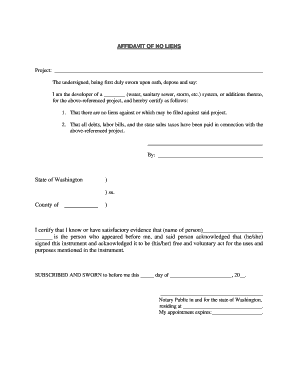 Affidavit of No Liens