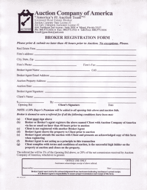Auction Broker Registration Form