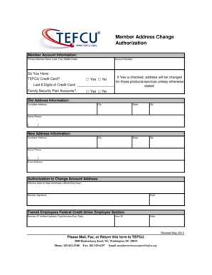 Member Address Change Authorization
