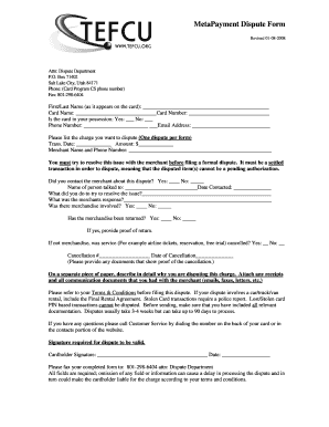 MetaPayment Dispute Form