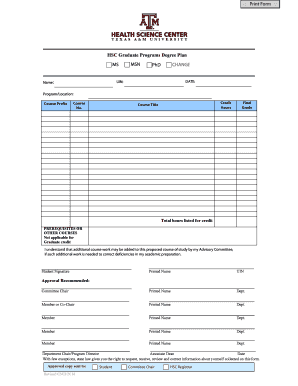 Graduate Programs Degree Plan