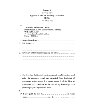 Bihar RTI Application Form