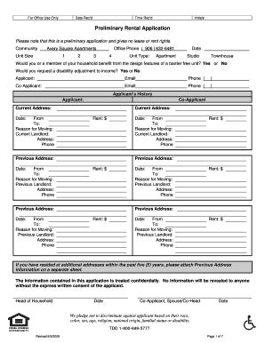 Preliminary Rental Application