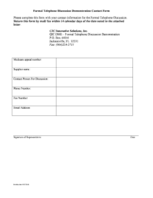 Formal Telephone Discussion Contact Form