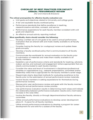 Annual Performance Review Checklist for Faculty