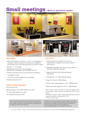 Small Meetings Stand Order Form