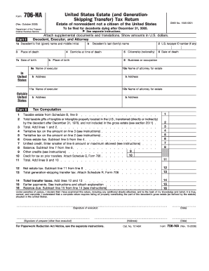 Form 706-NA US Estate Tax Return