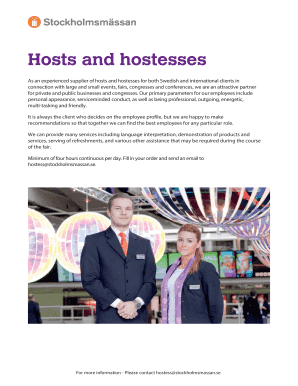 Host and Hostess Service Order Form