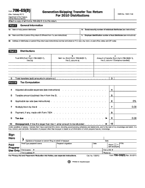 Form 706-GS(D) Generation-Skipping Transfer Tax Return