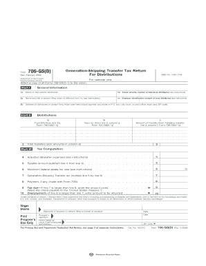 Form 706-GS(D) Generation-Skipping Transfer Tax Return