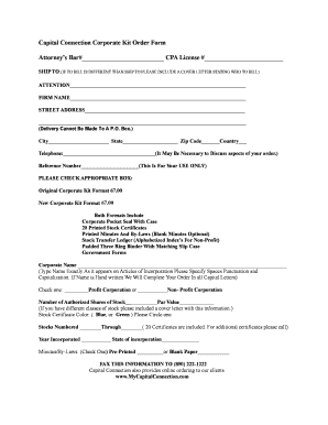 Corporate Kit Order Form