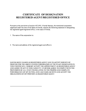 Certificate of Designation Registered Agent