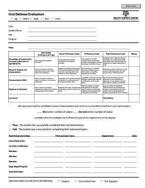 Oral Defense Evaluation Form