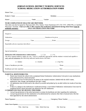 School Medication Authorization Form
