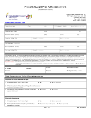 Provigil/Nuvigil Prior Authorization Form