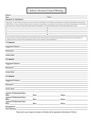 School Advisory Council Meeting Form