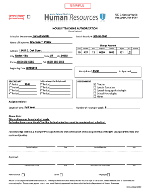 Hourly Teaching Authorization Form