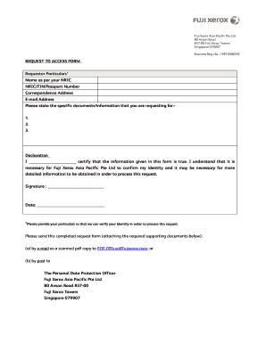 Fuji Xerox Singapore Data Access Request Form