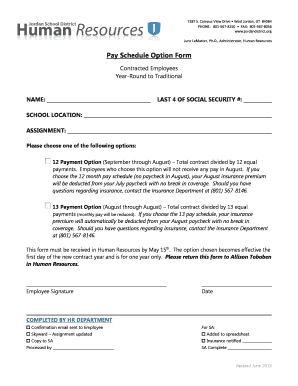 Pay Schedule Option Form