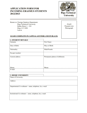 Erasmus Student Application Form