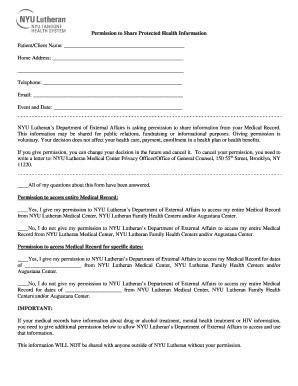 Permission to Share Protected Health Information