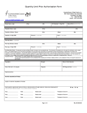 Quantity Limit Prior Authorization Form