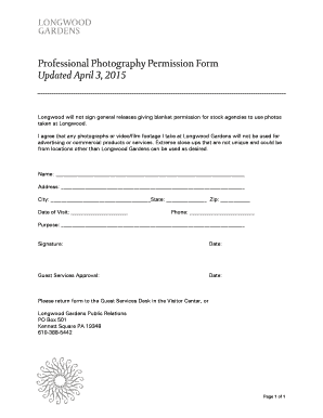 Professional Photography Permission Form
