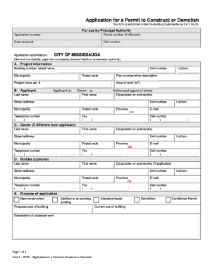 Application for a Permit to Construct or Demolish