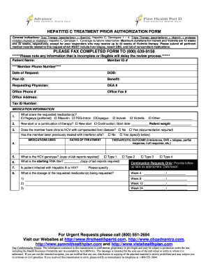 Hepatitis C Treatment Prior Authorization Form