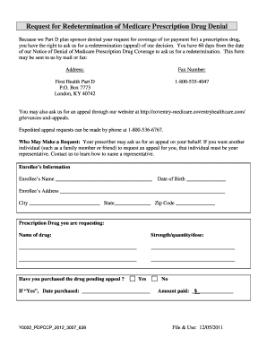 Medicare Prescription Drug Appeal Form