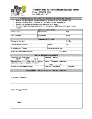 Therapy Pre-Authorization Request Form