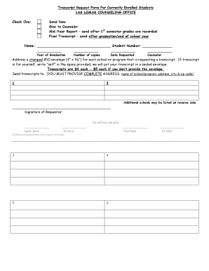 Transcript Request Form for Students