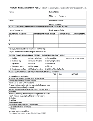 Travel Risk Assessment Form