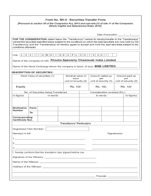 Securities Transfer Form SH-4