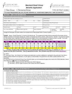 Maryland Small Group Benefits Application