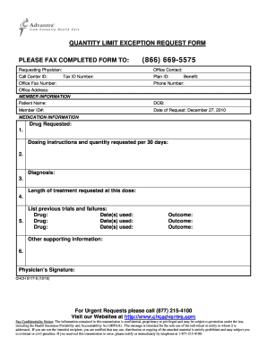 Quantity Limit Exception Request Form