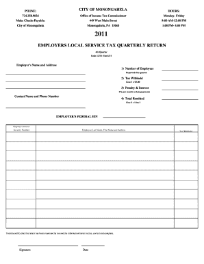 Employer's Local Service Tax Quarterly Return