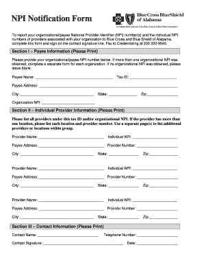 NPI Notification Form