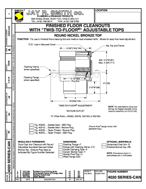4020 Series-CAN Finished Floor Cleanouts with Twis-to-Floor Adjustable Tops Round Nickel Bronze Top 4020 Series-CAN Finished Floor Cleanouts with Twis-to-Floor Adjustable Tops Round Nickel Bronze Top built by Jay R Smith Mfg Co