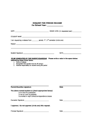 Student Period Release Request Form