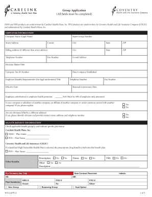 Group Health Insurance Application