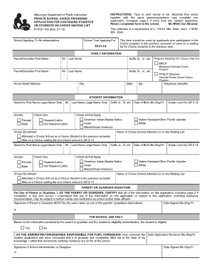 Wisconsin Private School Choice Program Application