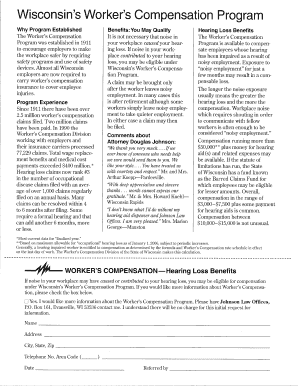 Wisconsin Worker's Compensation Hearing Loss Claim Form