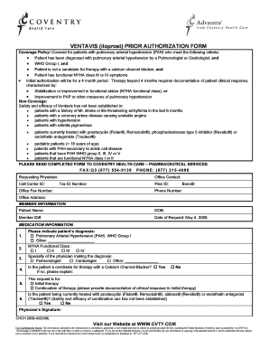 Ventavis Prior Authorization Form