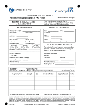 Prescription Enrollment Fax Form