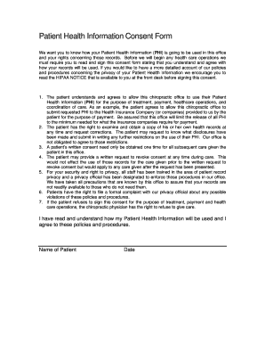 Patient Health Information Consent Form