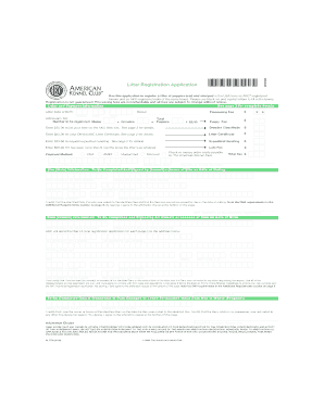 AKC Litter Registration Application