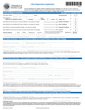 AKC Litter Registration Application