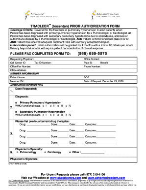 Tracleer Prior Authorization Form