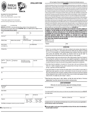 AKC Dog Show Entry Form